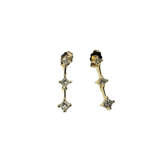14 Karat Yellow Gold and Diamond Dangle Earrings #17423